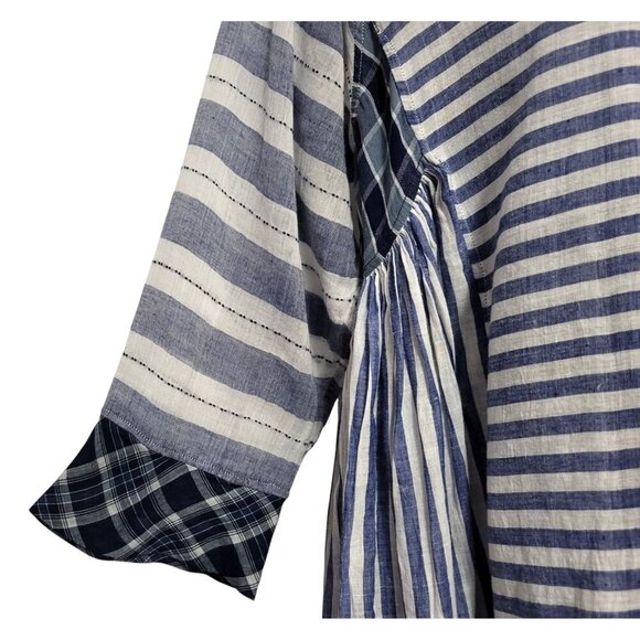 INJIRI Amber Striped Patchwork Midi Dress 100% Cotton - Picture 6 of 17